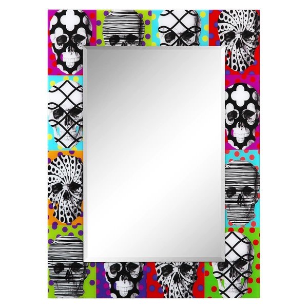 Empire Art Direct Empire Art Direct TAM-JP500-4836RT-3624RT 48 x 36 in. Sugar Skulls Rectangular Reverse Printed Tempered Glass Art with 36 x 24 in. Rectangular Beveled Mirror TAM-JP500-4836RT-3624RT